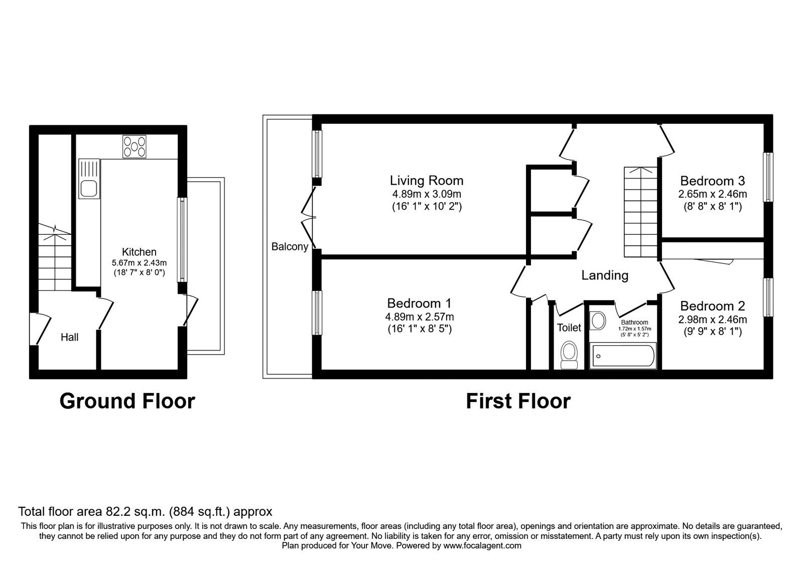 Floorplan of 3 bedroom  Flat for sale, Neville Close, London, SE15