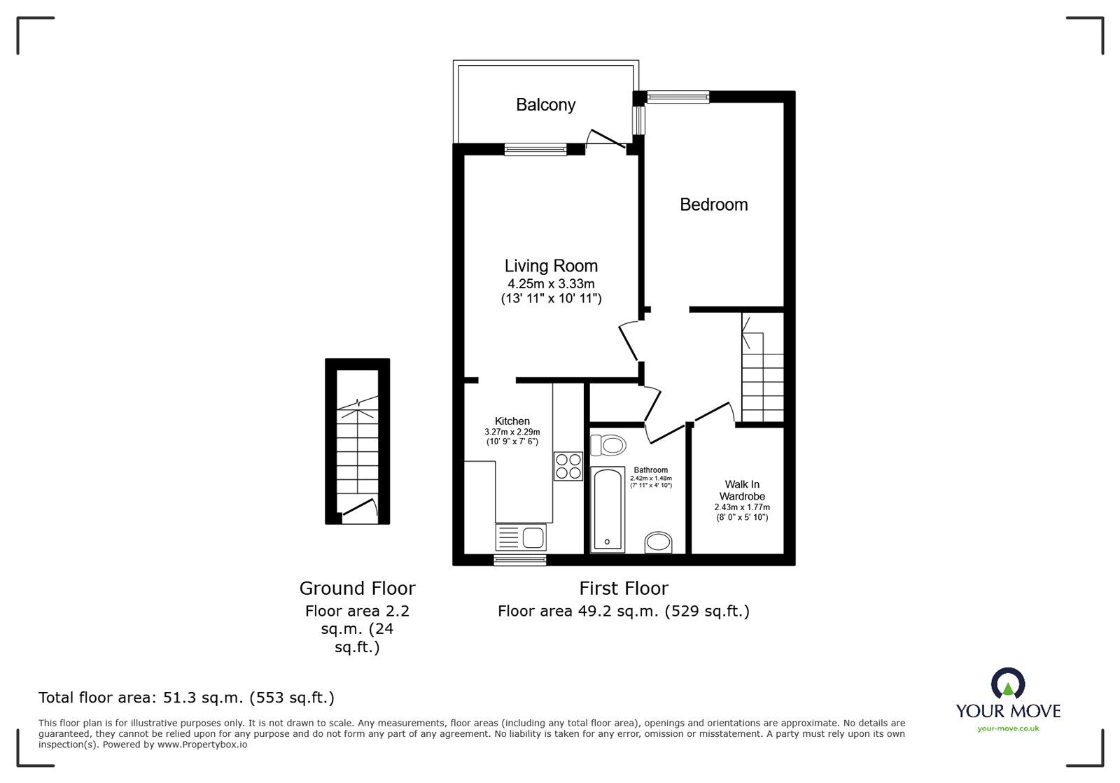 Floorplan of 1 bedroom  Flat for sale, Cossall Walk, London, SE15