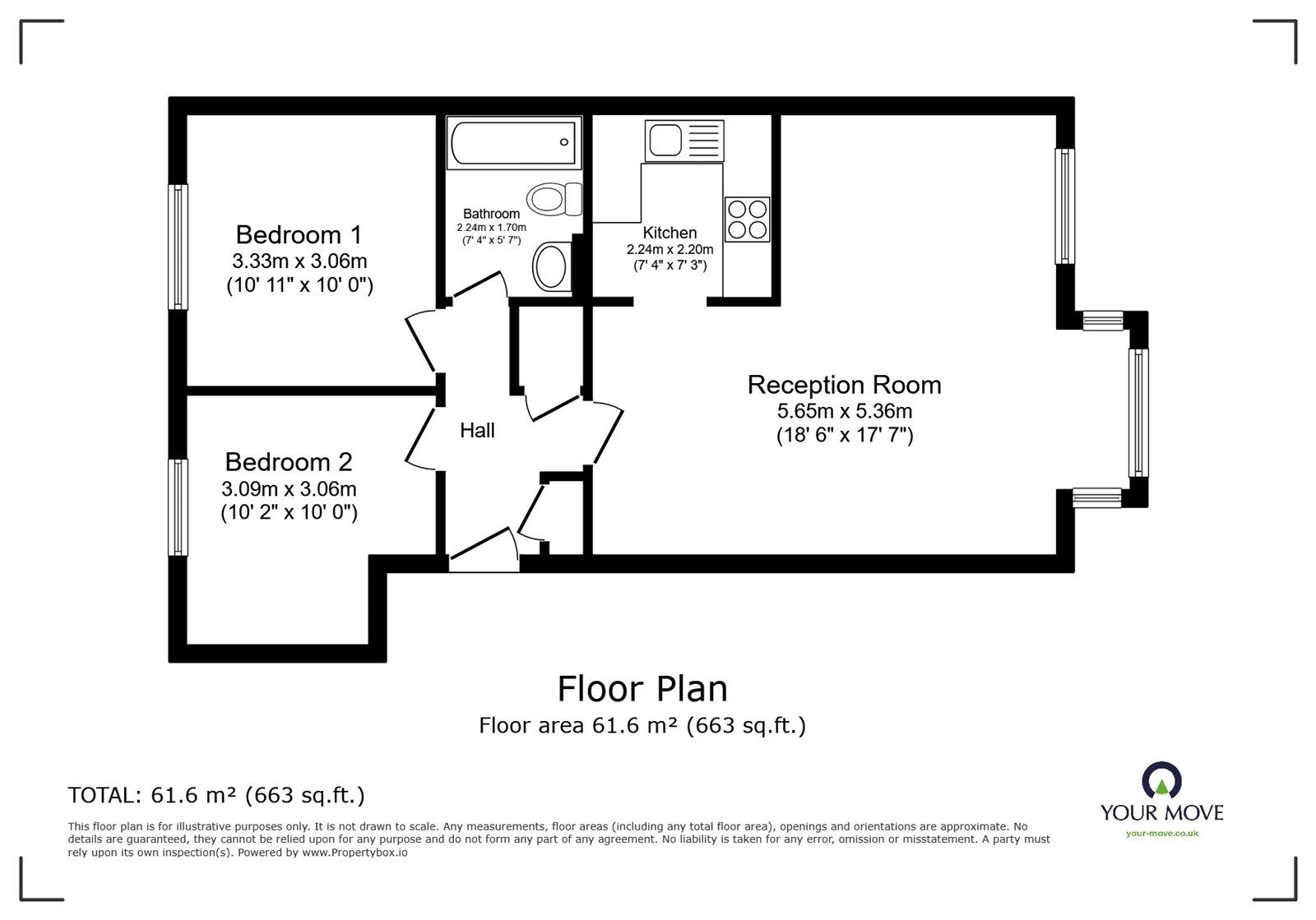Floorplan of 2 bedroom  Flat for sale, Sterling Gardens, London, SE14