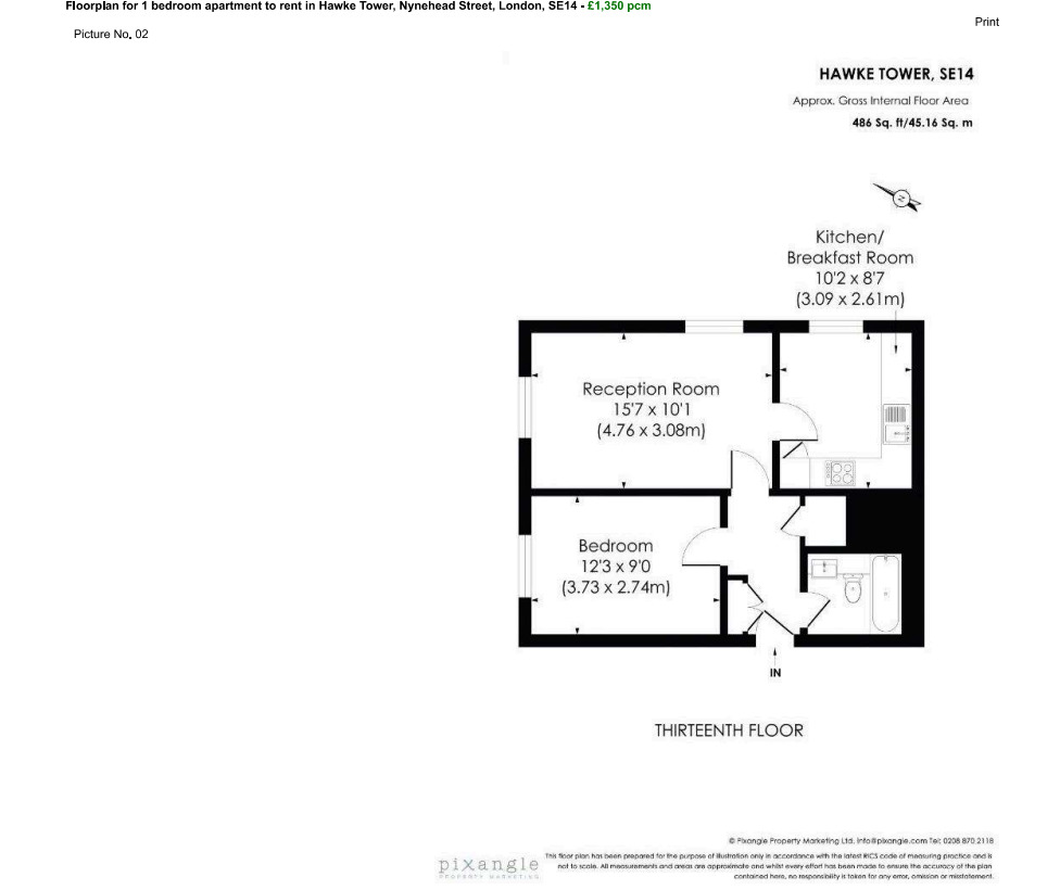 Floorplan of 1 bedroom  Flat to rent, Nynehead Street, London, SE14