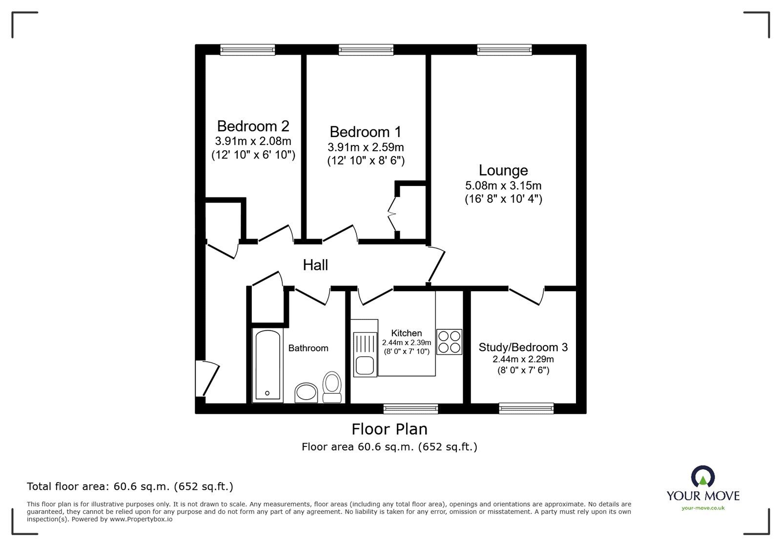 Floorplan of 2 bedroom  Flat for sale, Oaklands Road, Bromley, BR1
