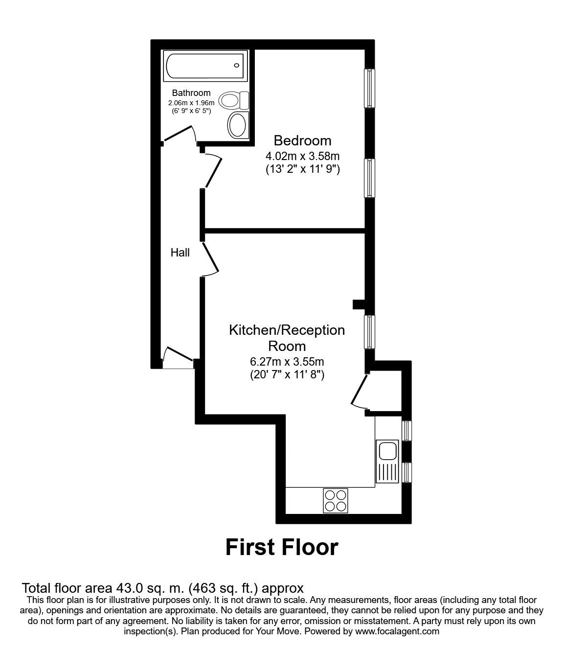 Floorplan of 1 bedroom  Flat for sale, New Cross Road, London, SE14