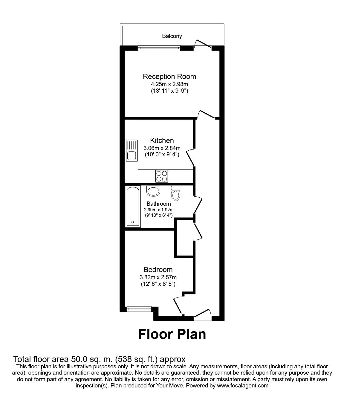 Floorplan of 1 bedroom  Flat for sale, New Cross Road, London, SE14
