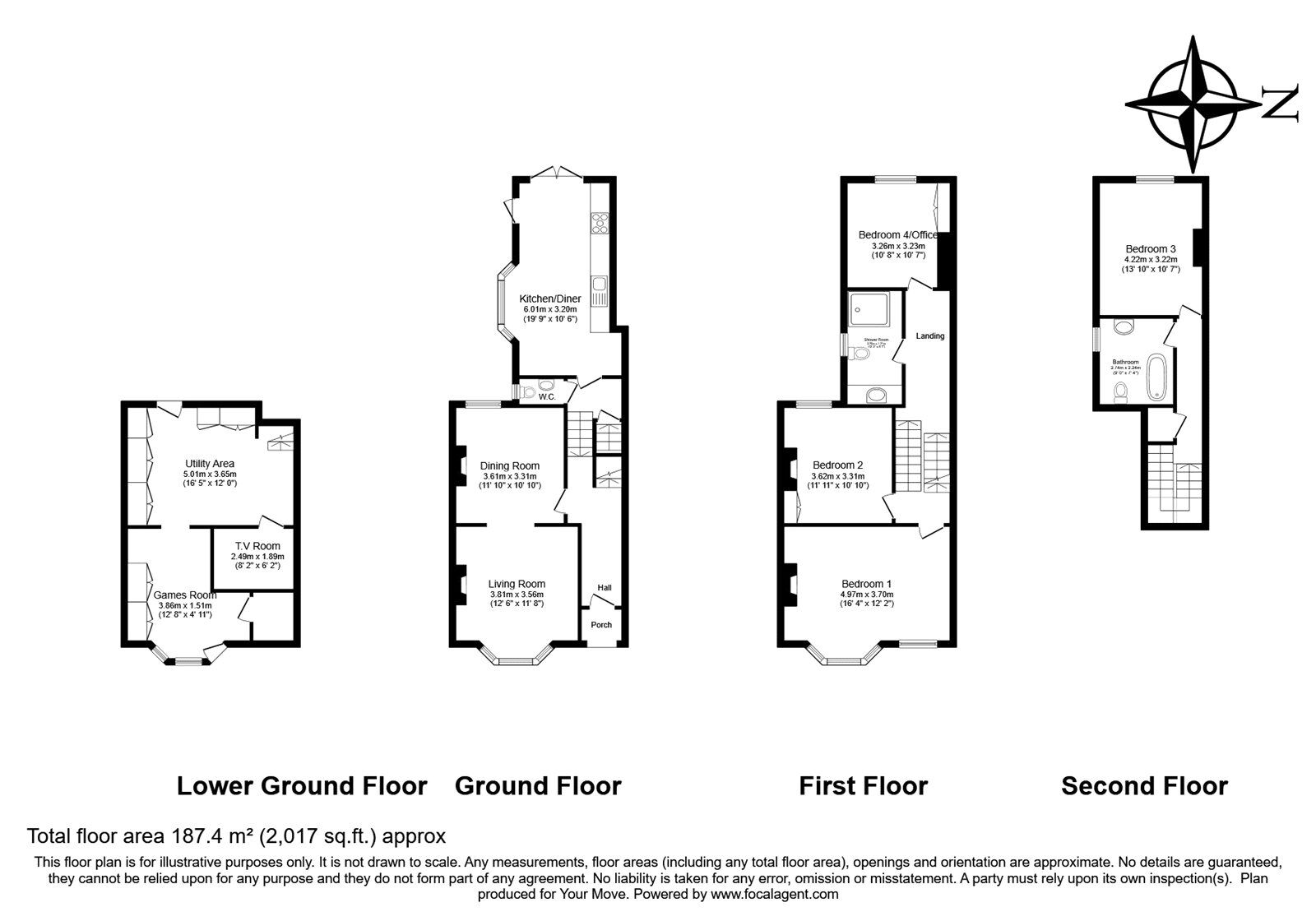 Floorplan of 4 bedroom Mid Terrace House for sale, Waller Road, London, SE14