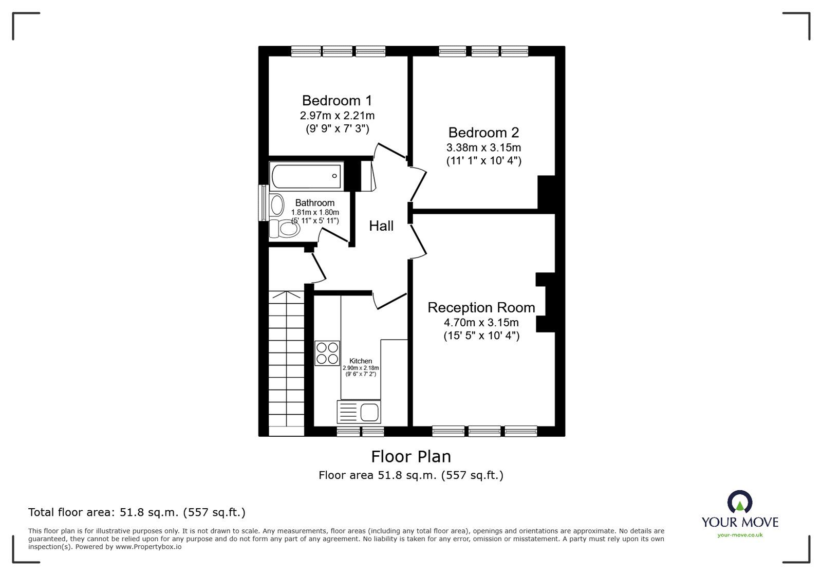 Floorplan of 2 bedroom  Flat for sale, Geoffrey Road, London, SE4