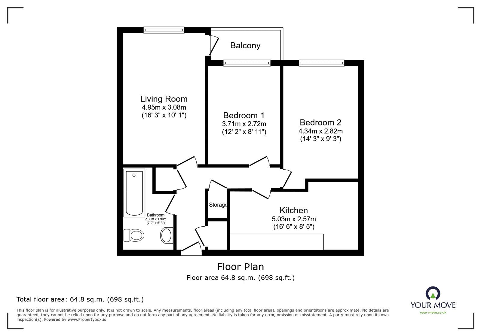 Floorplan of 2 bedroom  Flat for sale, Raymouth Road, London, SE16