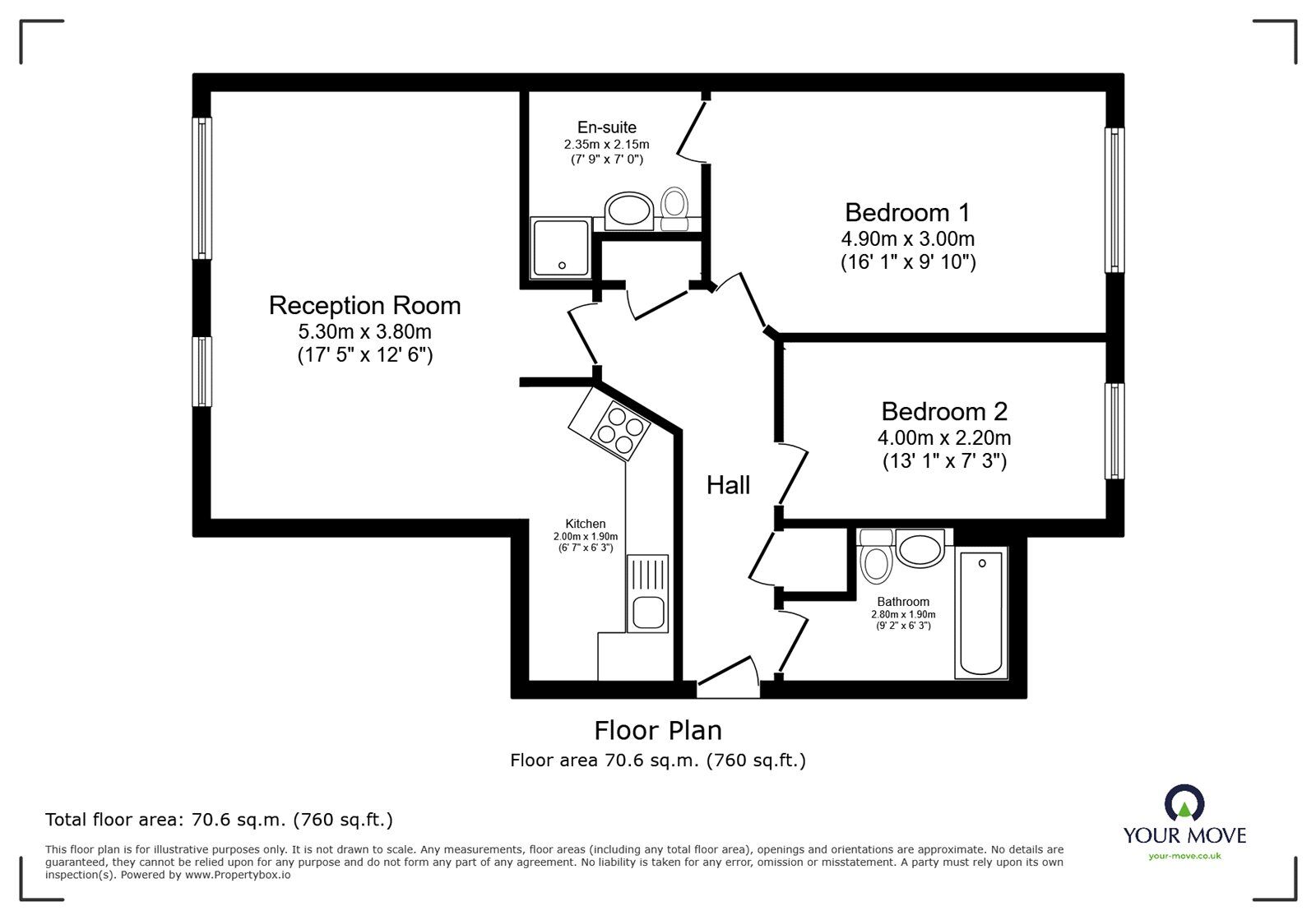 Floorplan of 2 bedroom  Flat for sale, Glaisher Street, London, SE8