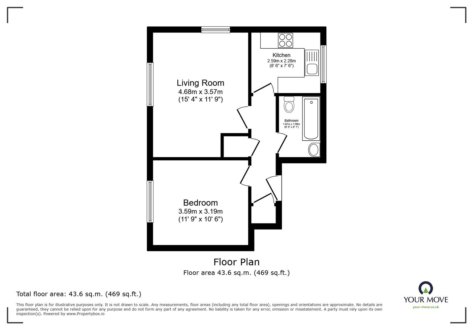 Floorplan of 1 bedroom  Flat for sale, Water Lane, London, SE14