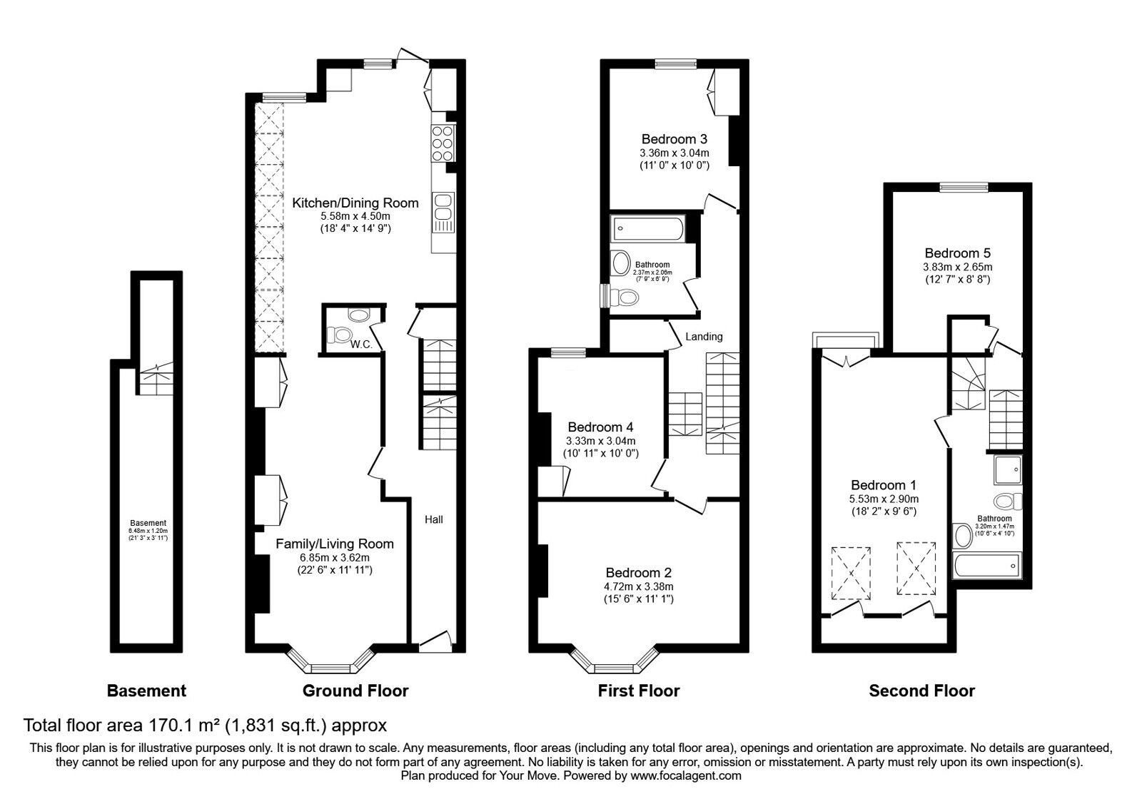 Floorplan of 5 bedroom End Terrace House for sale, Moncrieff Street, Southwark, London, SE15