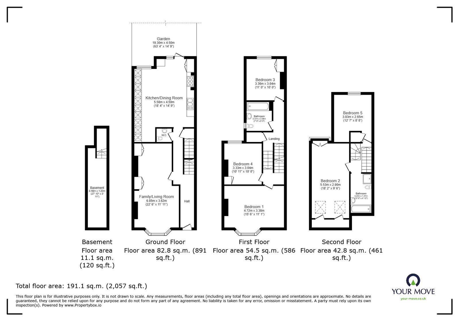 Floorplan of 5 bedroom End Terrace House for sale, Moncrieff Street, Southwark, London, SE15