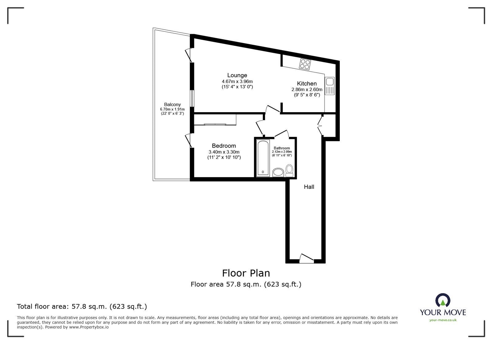 Floorplan of 1 bedroom  Flat for sale, Moulding Lane, London, SE14