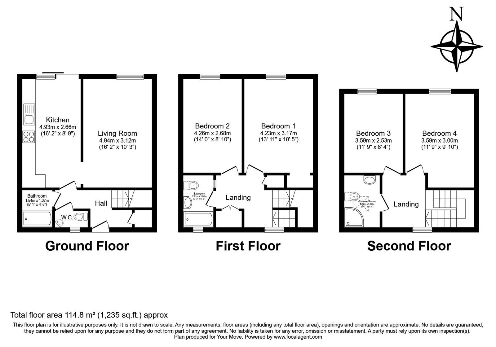 Floorplan of 4 bedroom Mid Terrace House for sale, Lausanne Road, London, SE15