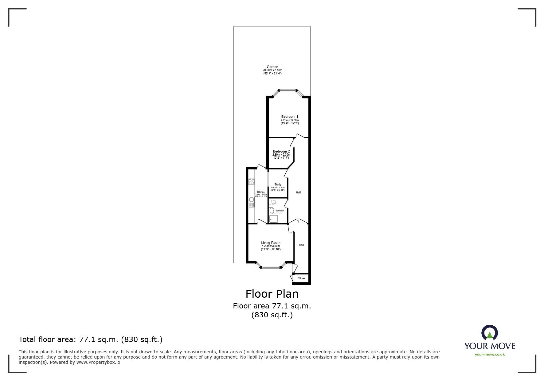 Floorplan of 2 bedroom  Flat for sale, Jerningham Road, London, SE14