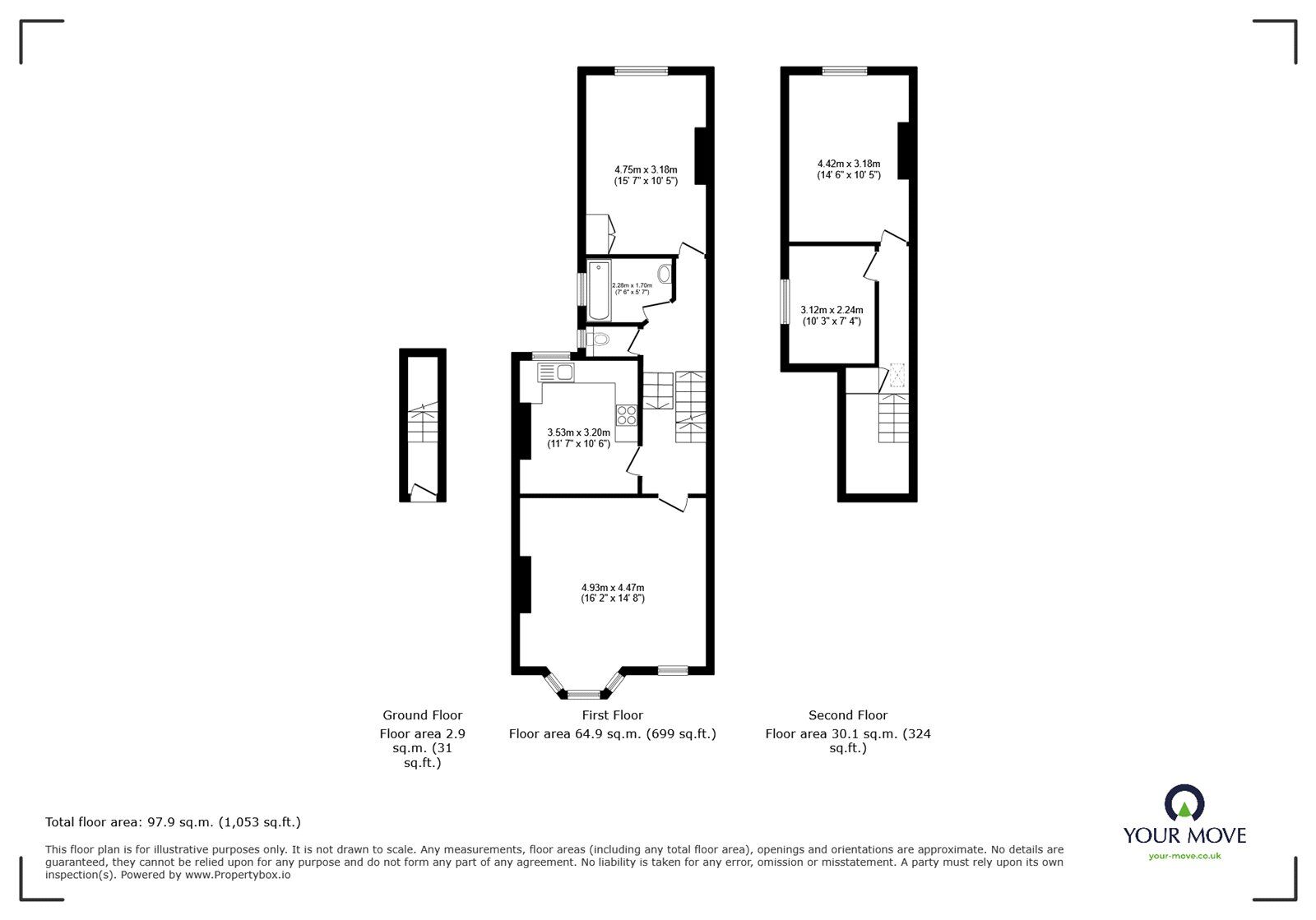 Floorplan of 3 bedroom  Flat for sale, Waller Road, London, SE14