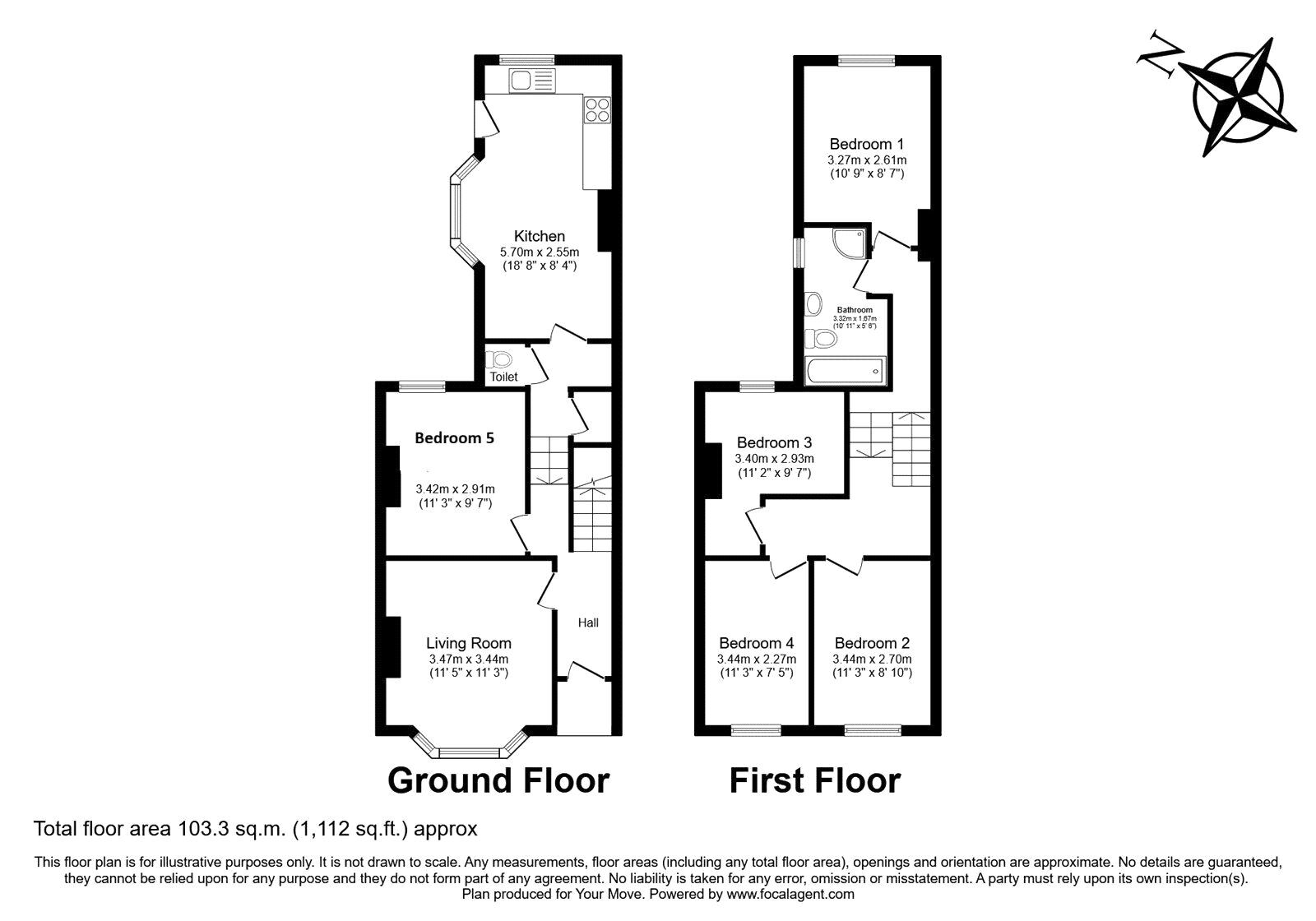 Floorplan of 5 bedroom Mid Terrace House for sale, Monson Road, London, SE14