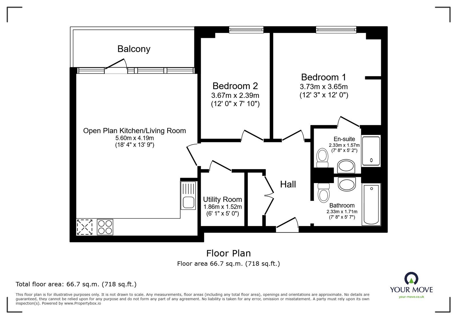 Floorplan of 2 bedroom Flat for sale, Goodwood Road, London, SE14