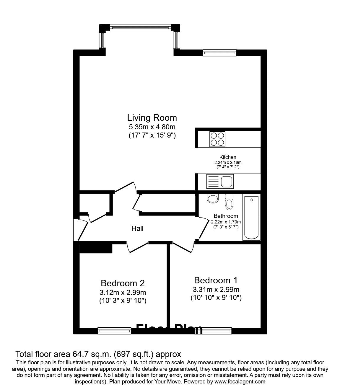 Floorplan of 2 bedroom Flat for sale, Sterling Gardens, London, SE14