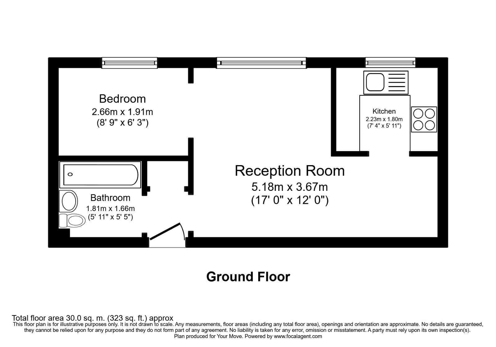 Floorplan of Flat for sale, Myers Lane, London, SE14