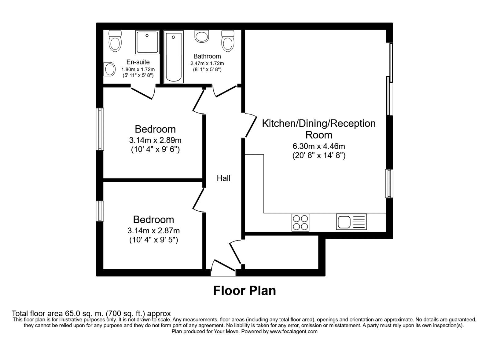 Floorplan of 2 bedroom Flat for sale, Kender Street, London, SE14