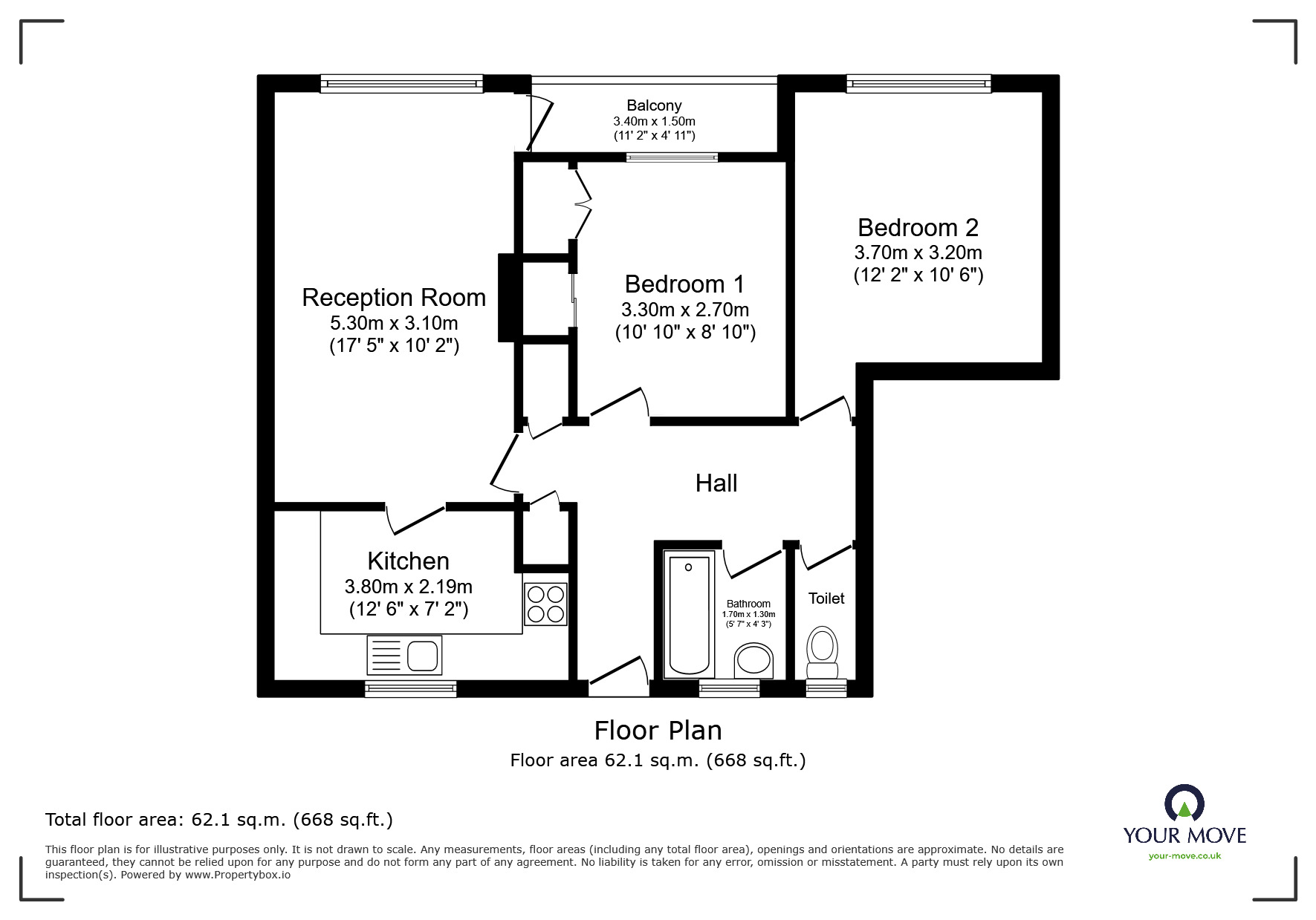 Floorplan of 2 bedroom Flat for sale, Kender Street, London, SE14
