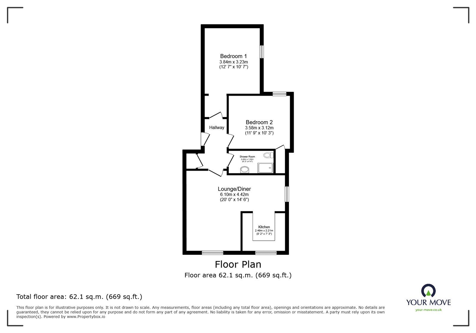 Floorplan of 2 bedroom Flat for sale, John Silkin Lane, London, SE8