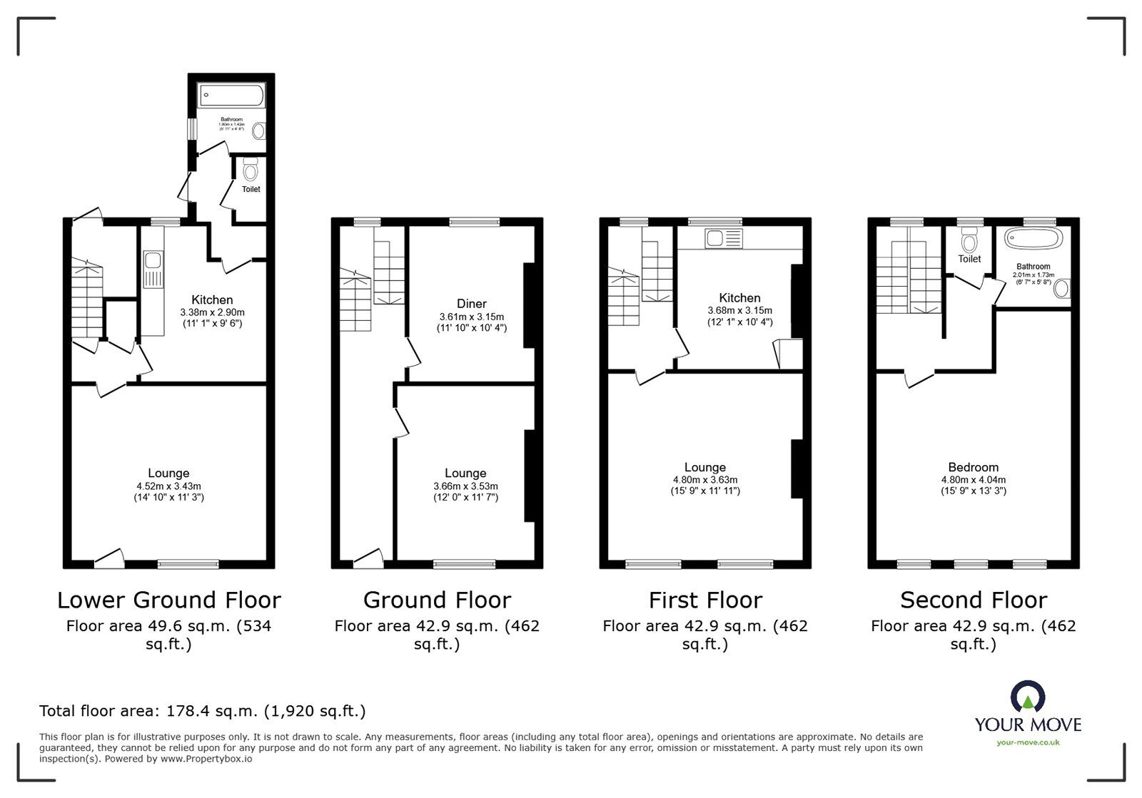Floorplan of 4 bedroom Mid Terrace House for sale, Florence Road, London, SE14