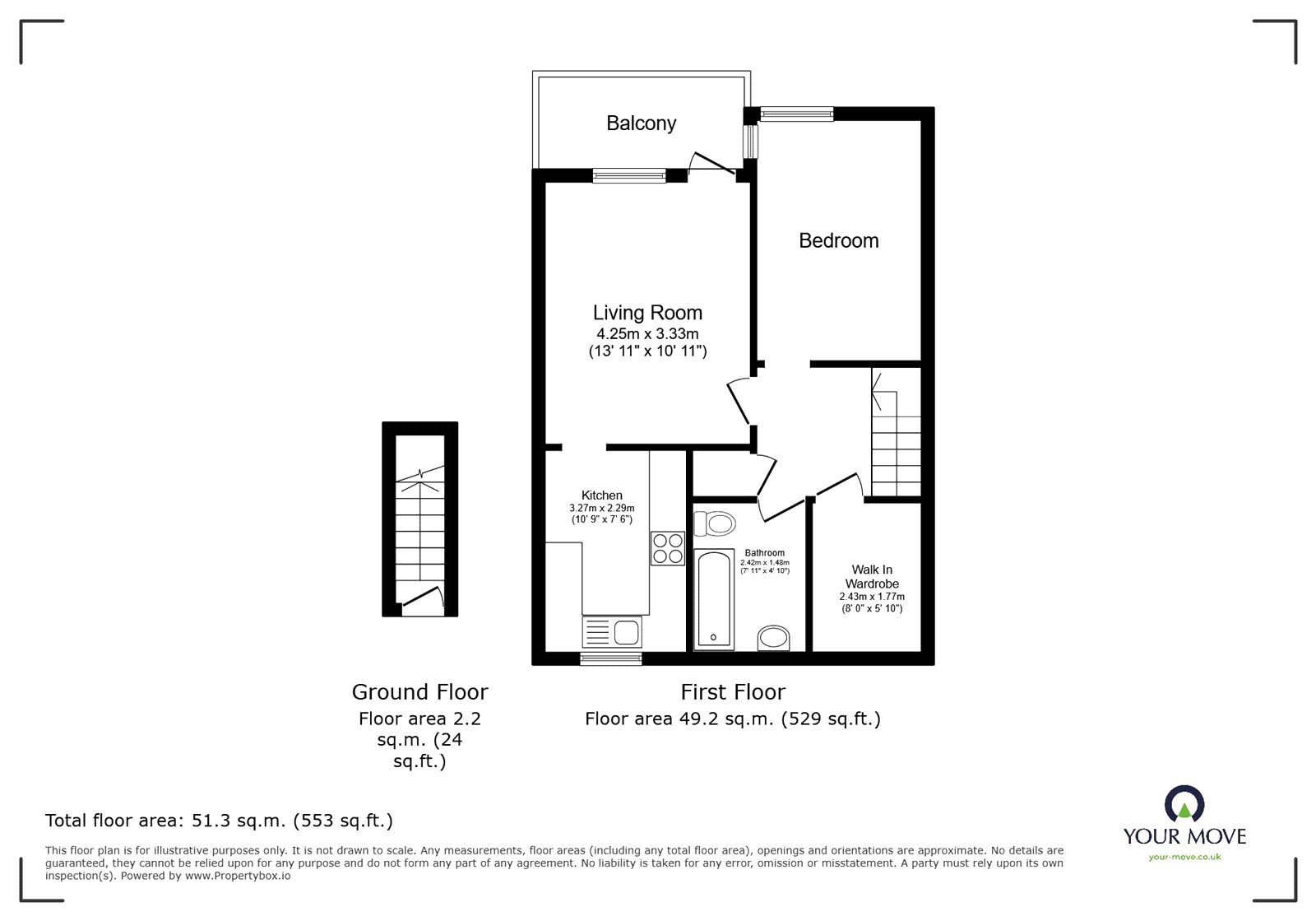 Floorplan of 1 bedroom Flat for sale, Cossall Walk, London, SE15