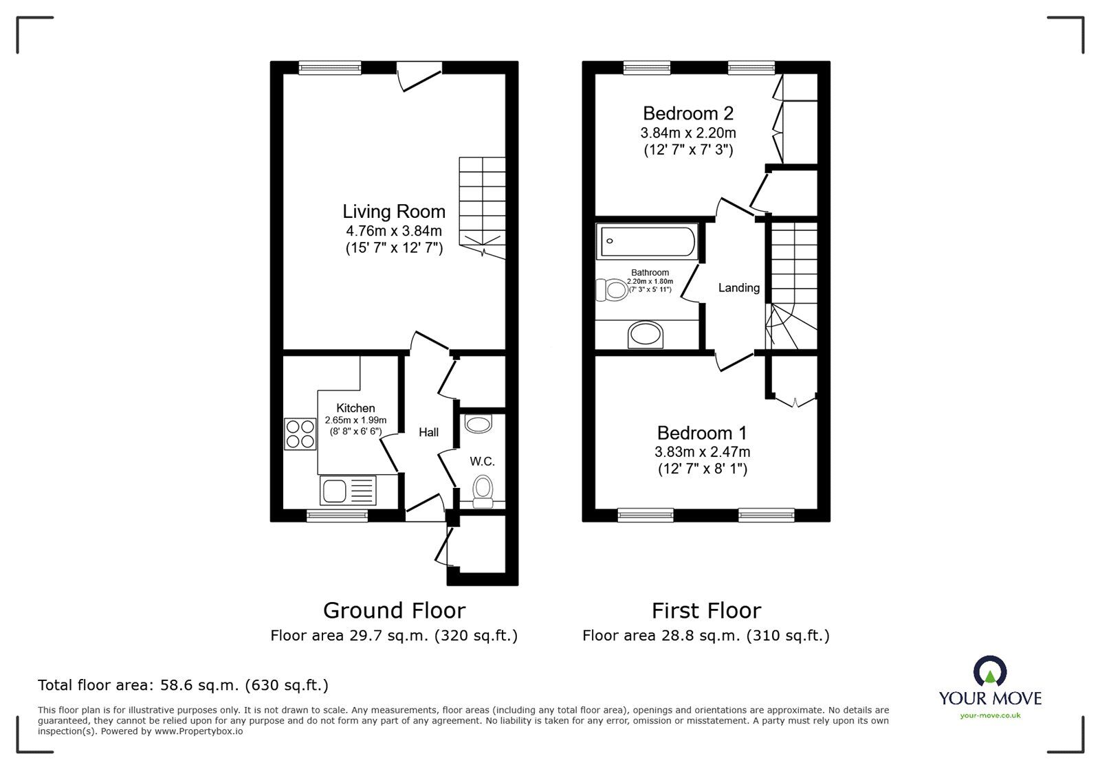 Floorplan of 2 bedroom Mid Terrace House for sale, Water Lane, Lewisham, London, SE14