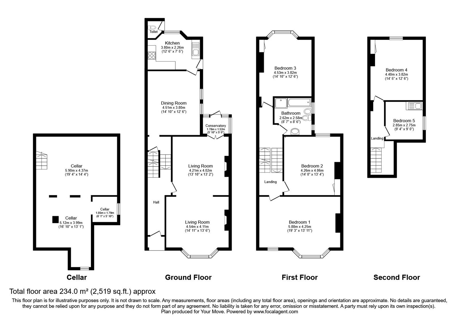 Floorplan of 5 bedroom Semi Detached House for sale, Pepys Road, London, SE14