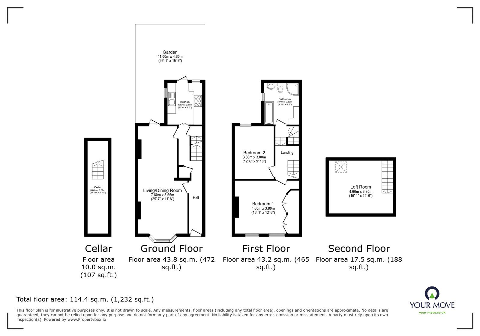 Floorplan of 2 bedroom Mid Terrace House for sale, Barlborough Street, London, SE14