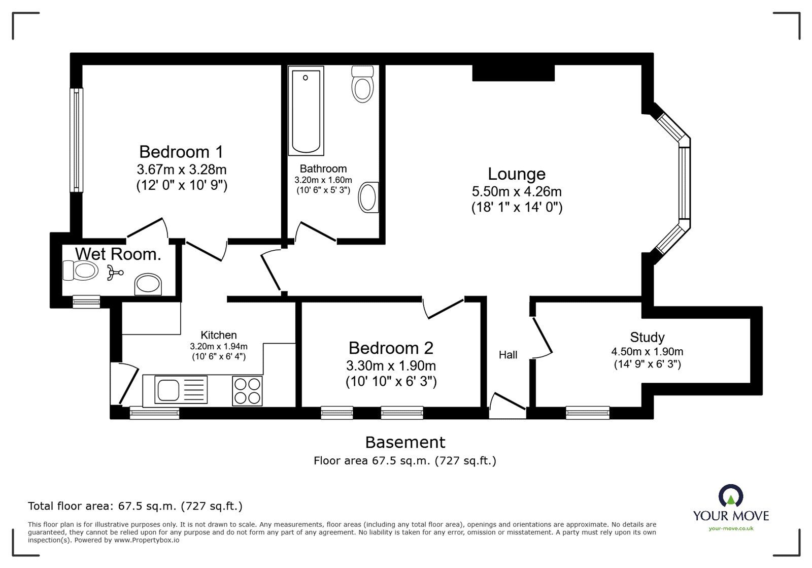 Floorplan of 2 bedroom End Terrace Flat for sale, Queens Road, London, SE14