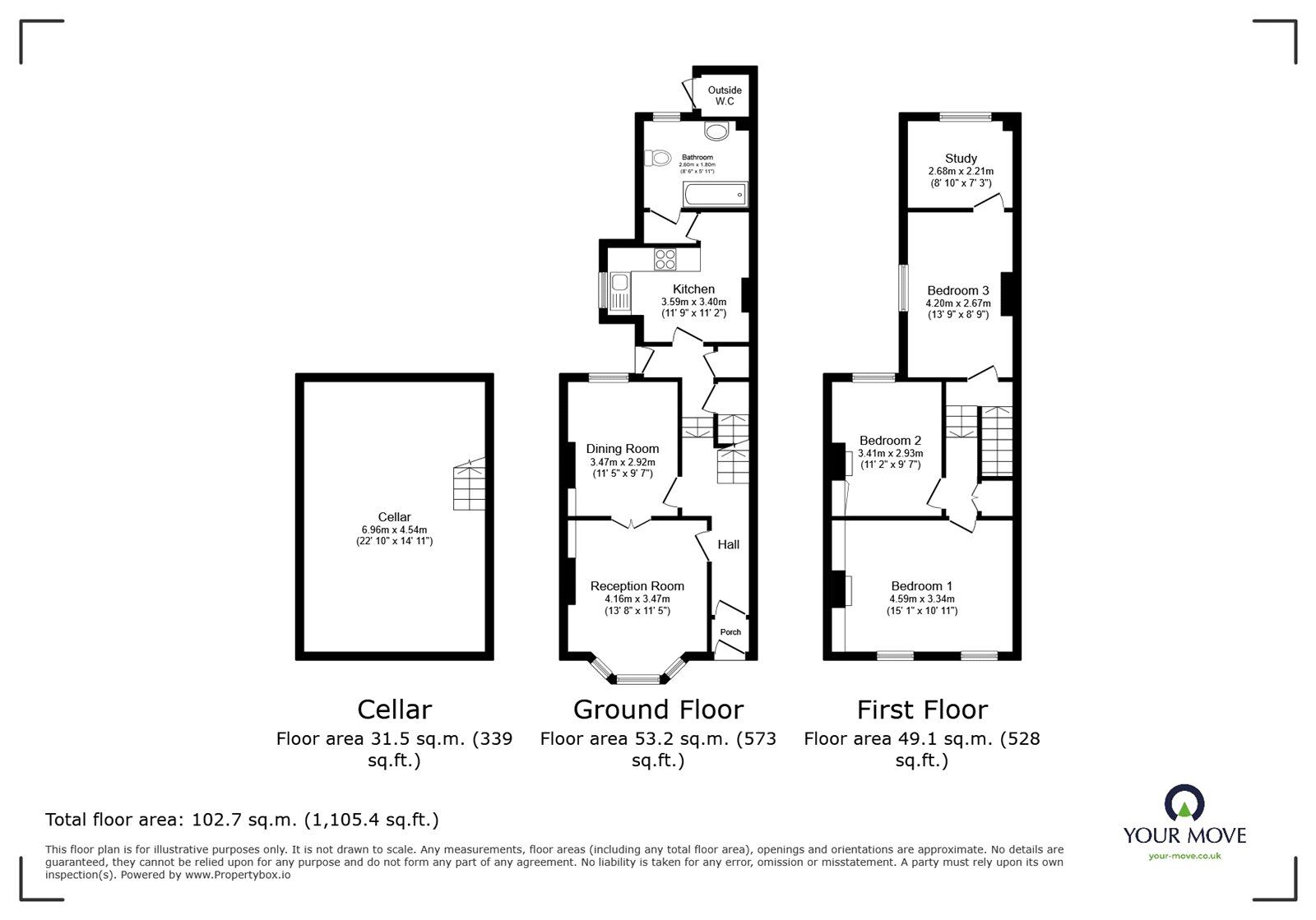 Floorplan of 3 bedroom Mid Terrace House for sale, Wrigglesworth Street, London, SE14