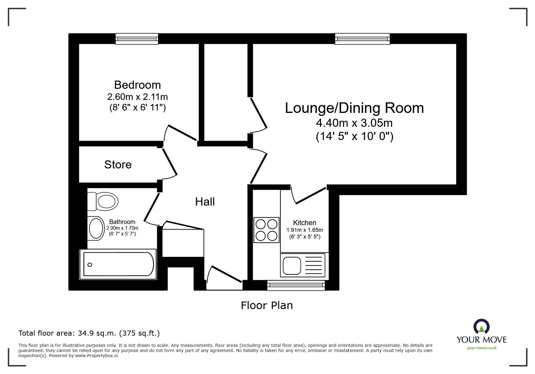 Floorplan of 1 bedroom Flat for sale, Carlton Grove, London, SE15