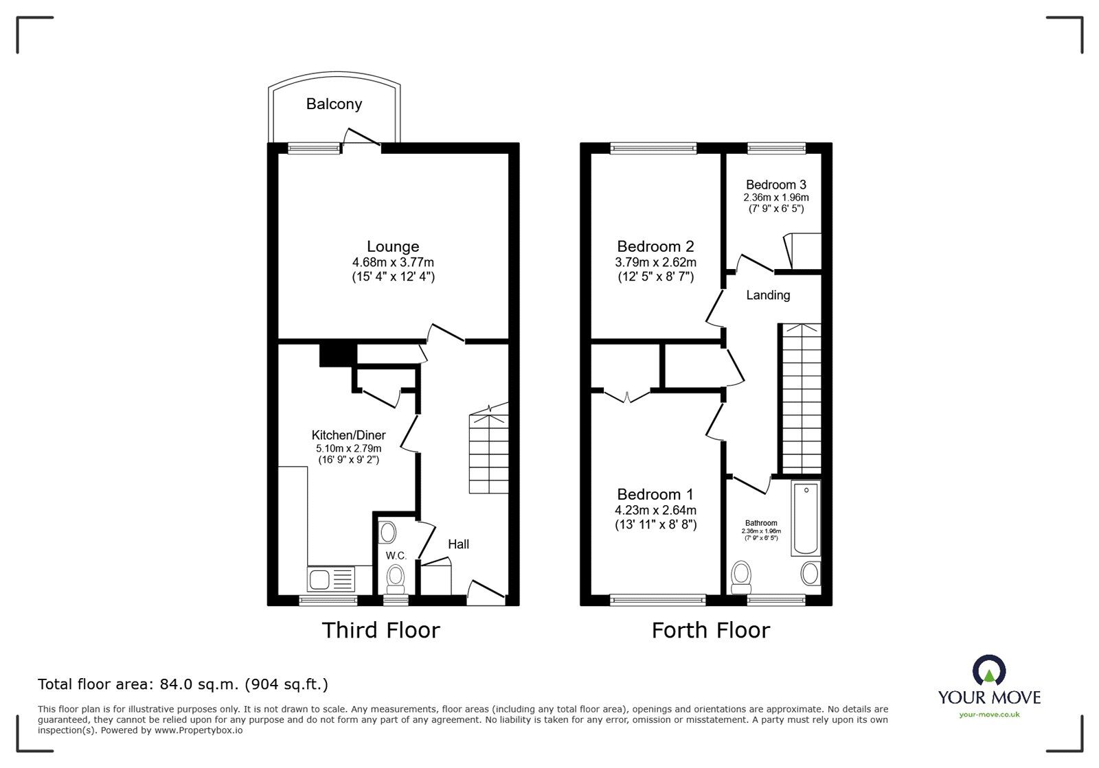Floorplan of 3 bedroom Flat for sale, Abinger Grove, London, SE8