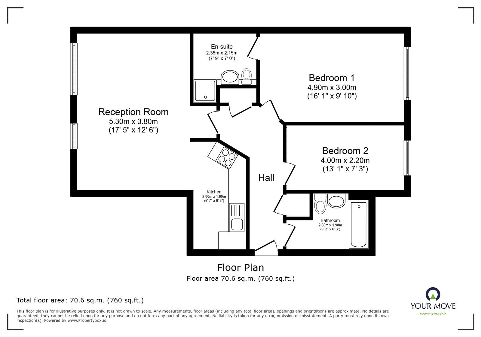 Floorplan of 2 bedroom Flat for sale, Glaisher Street, London, SE8
