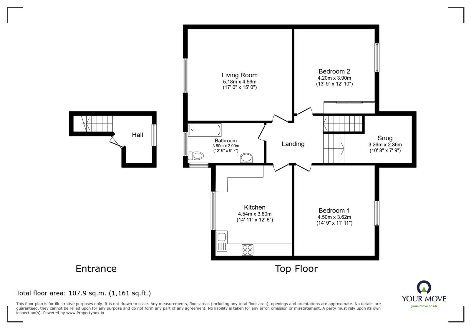 Floorplan of 2 bedroom Detached Flat for sale, Lewisham Way (Top Floor Flat), London, SE4