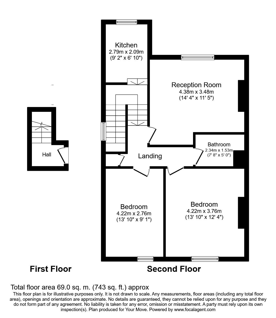 Floorplan of 2 bedroom Flat to rent, Queens Road, London, SE14