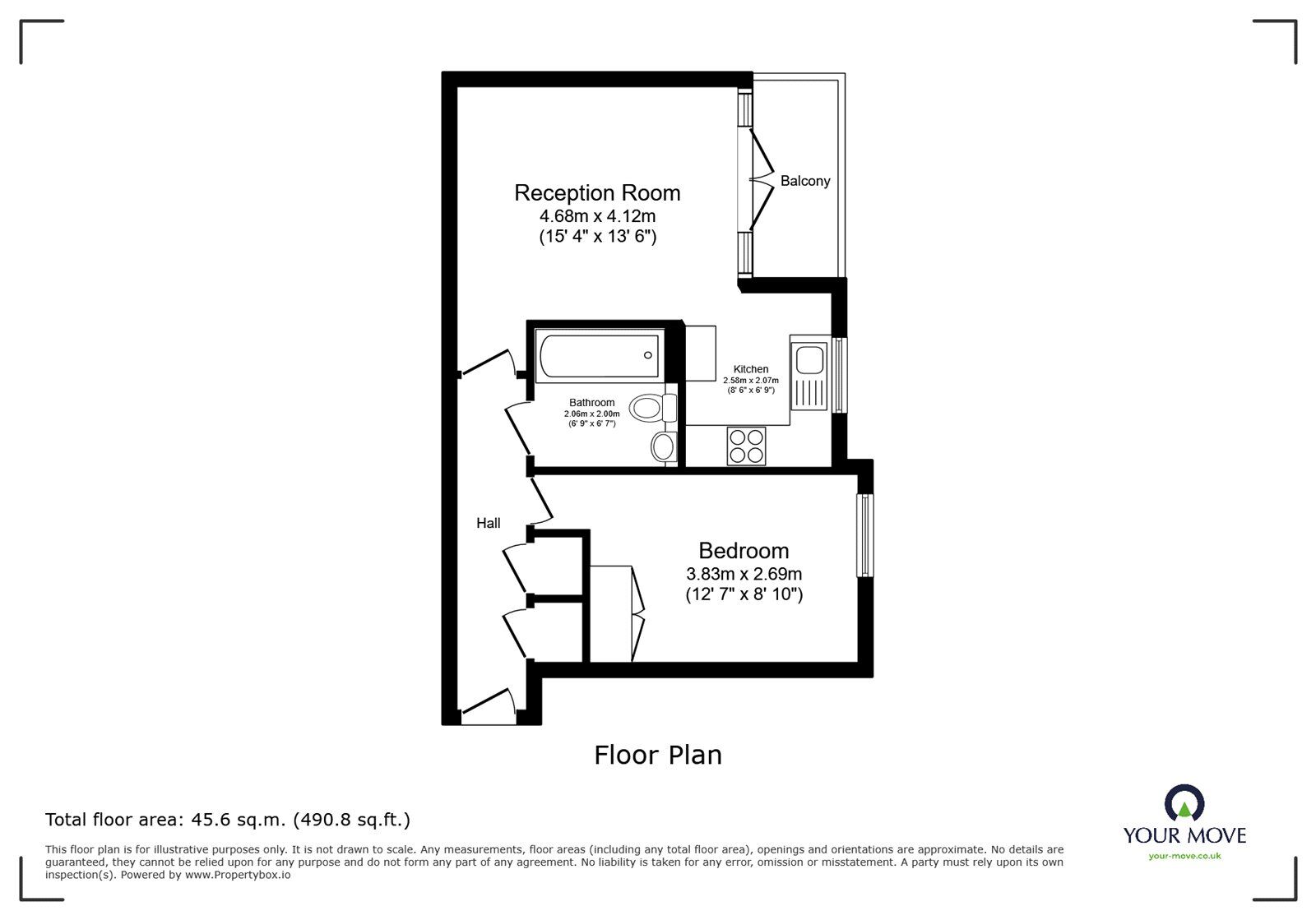 Floorplan of 1 bedroom Flat for sale, St. Georges Way, London, SE15