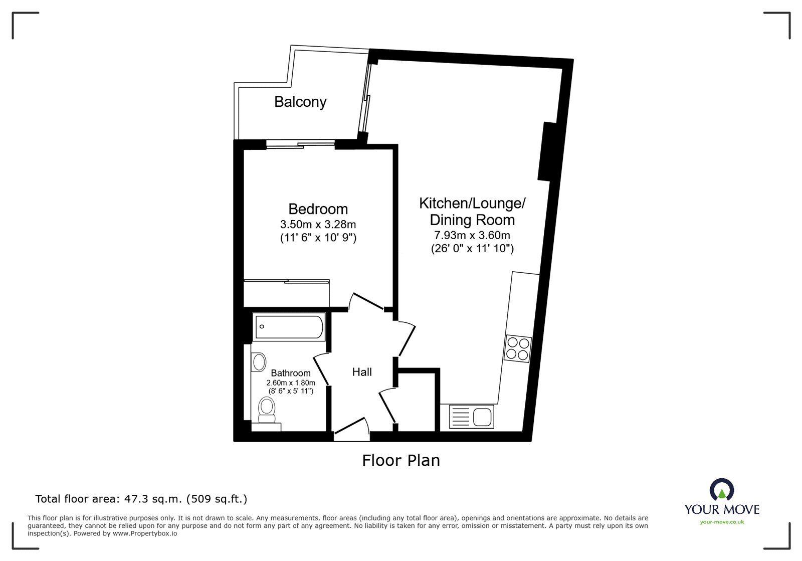 Floorplan of 1 bedroom Flat for sale, Cornmill Lane, London, SE13