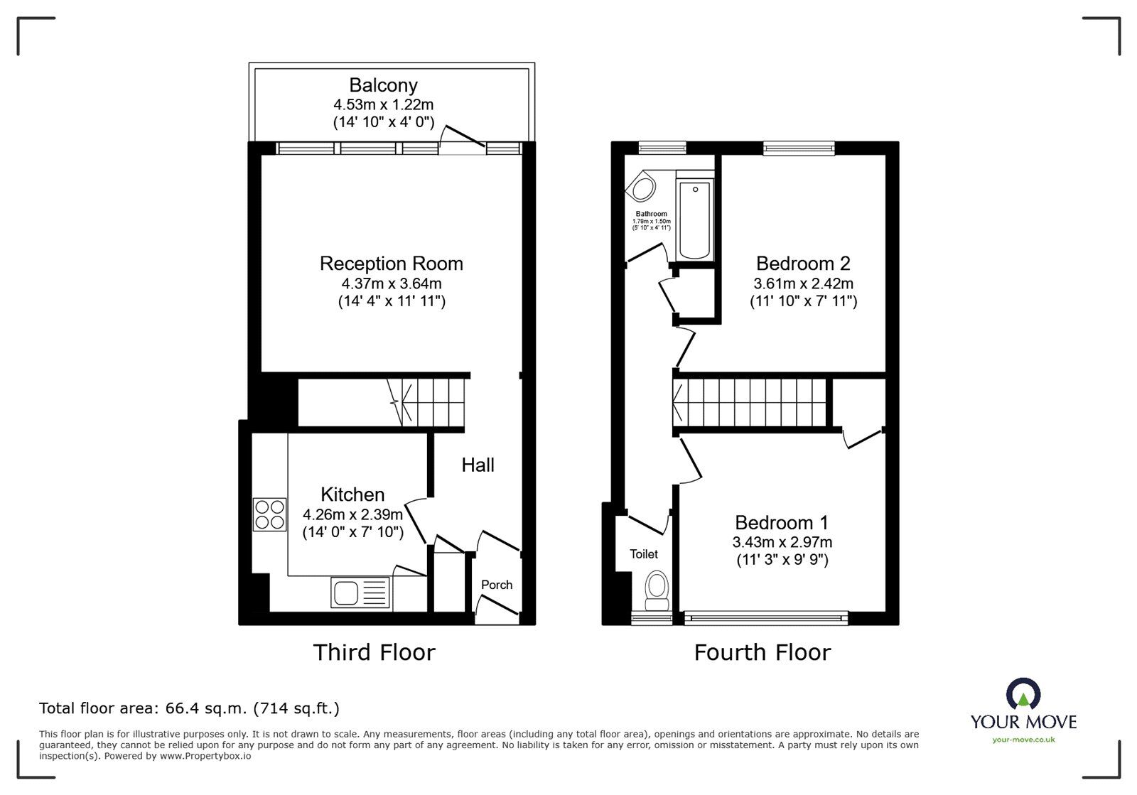 Floorplan of 2 bedroom Flat for sale, St. James's Crescent, London, SW9