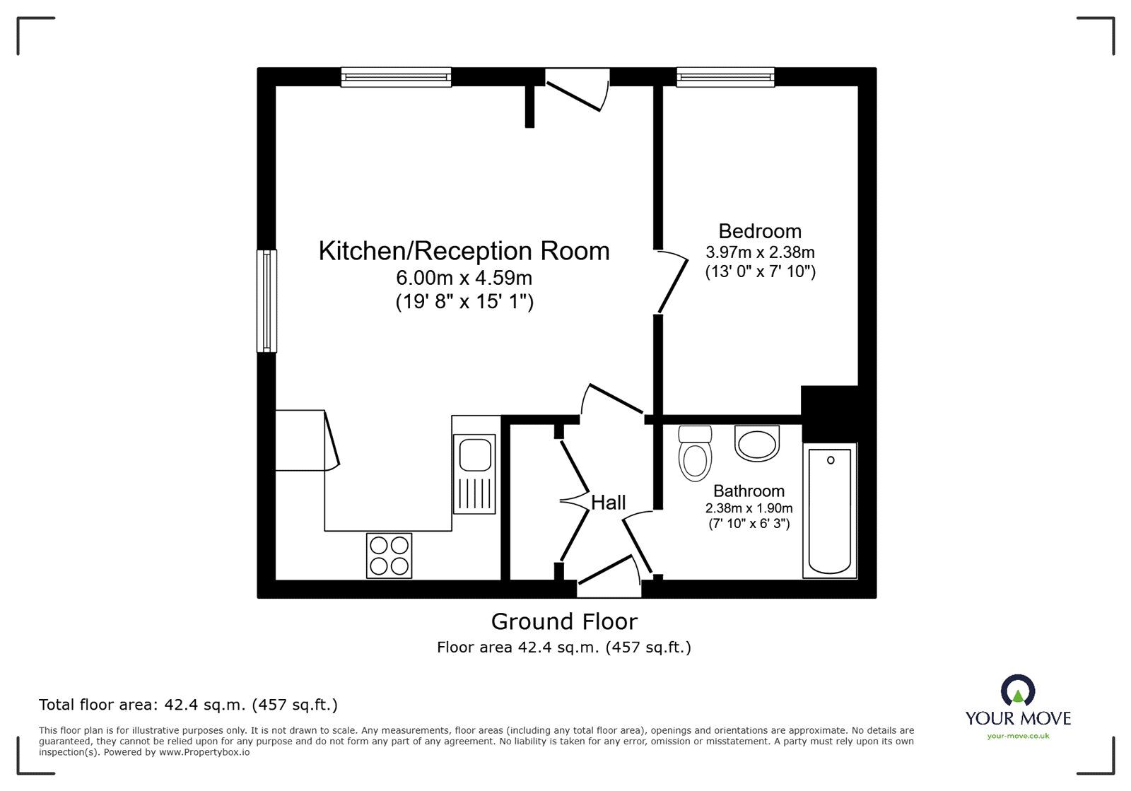 Floorplan of 1 bedroom Flat to rent, Monson Road, London, SE14