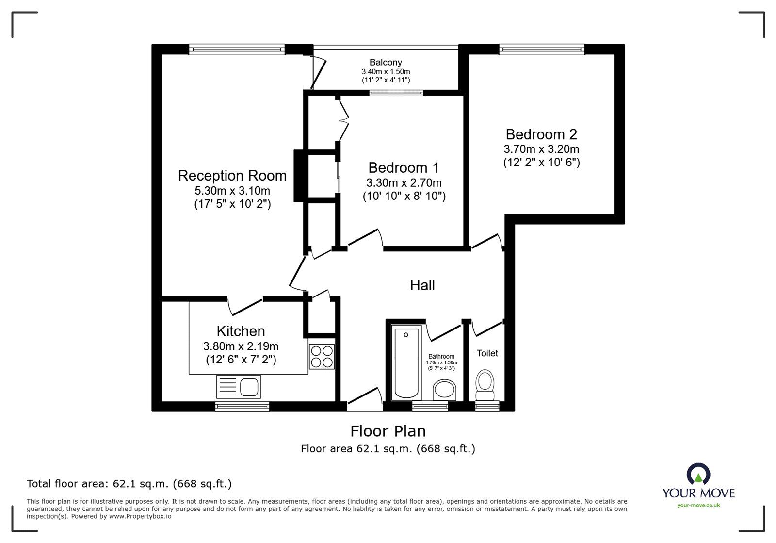 Floorplan of 2 bedroom Flat to rent, Kender Street, London, SE14