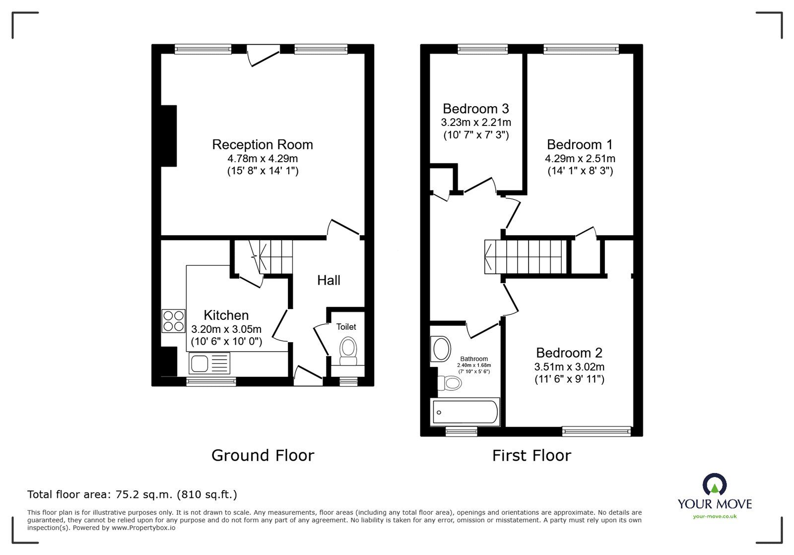 Floorplan of 3 bedroom Flat for sale, Styles Gardens, London, SW9