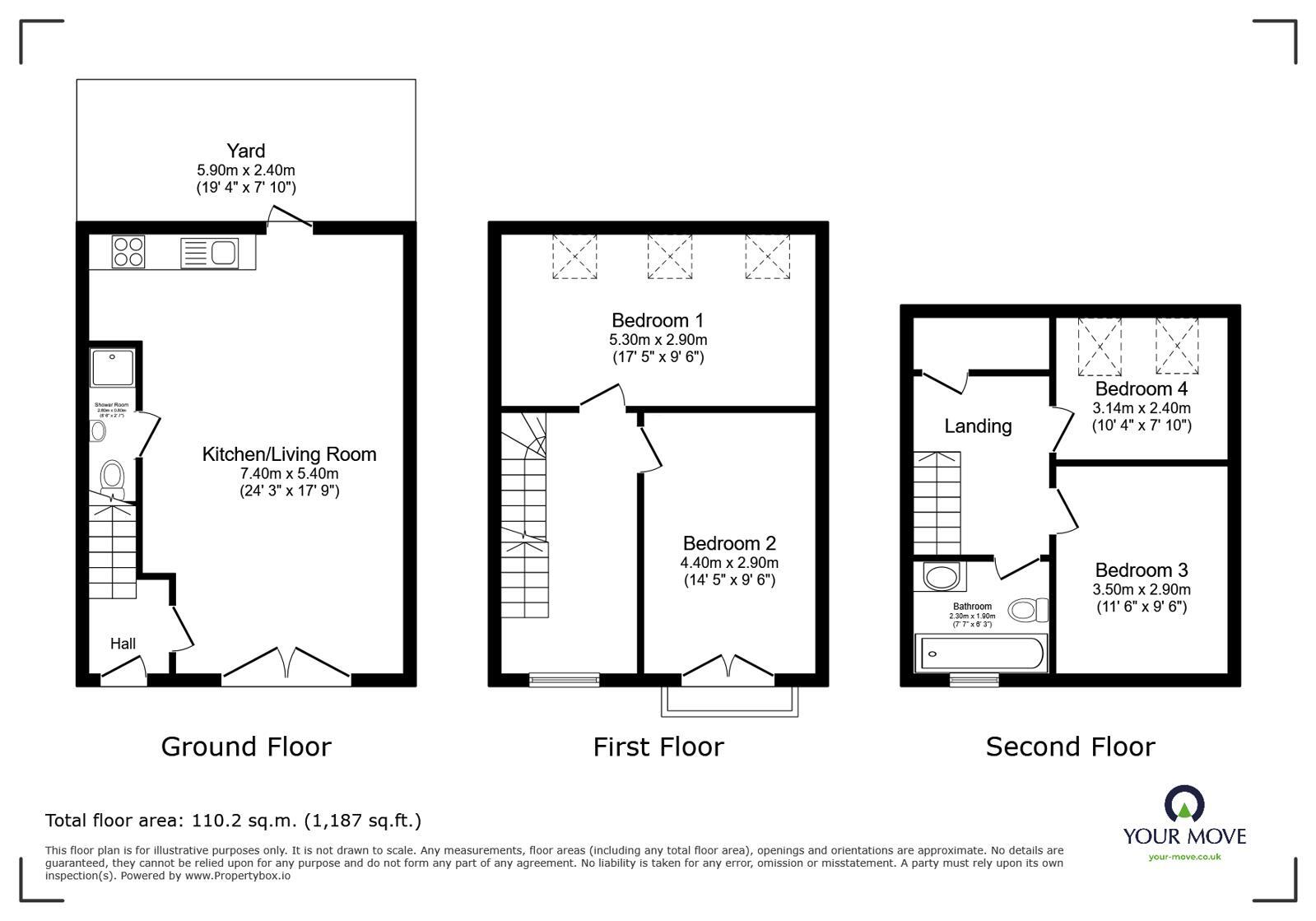 Floorplan of 4 bedroom Mid Terrace House for sale, Hatcham Park Mews, London, SE14