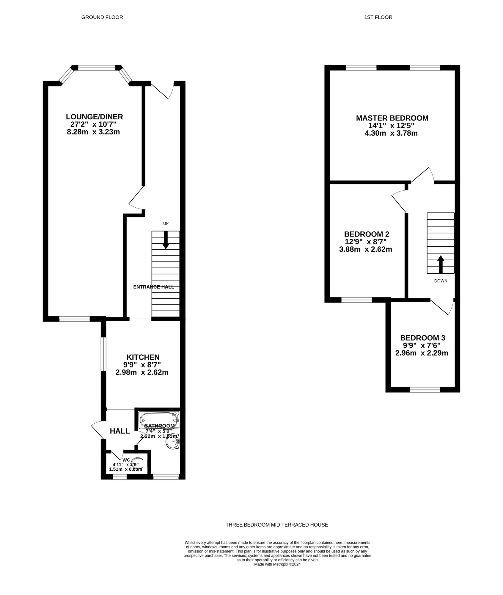 Floorplan of 3 bedroom Mid Terrace House for sale, Bexley Road, Erith, DA8