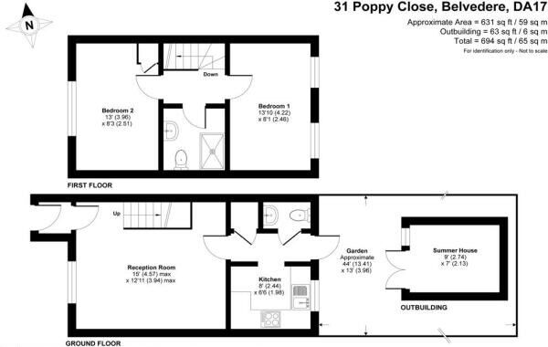 Floorplan of 2 bedroom Mid Terrace House to rent, Poppy Close, Belvedere, DA17