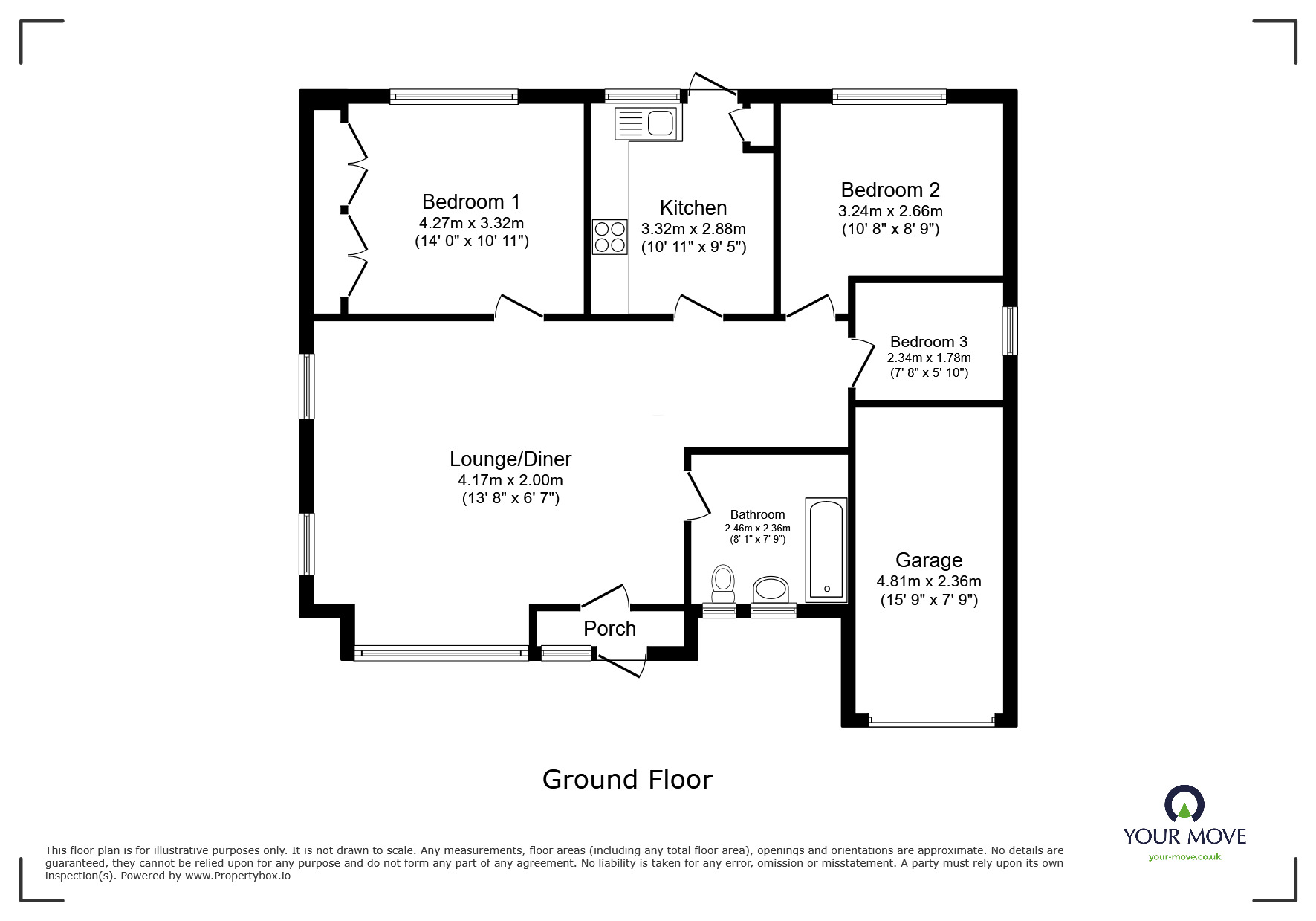 Floorplan of 3 bedroom Detached Bungalow to rent, Park Crescent Road, Erith, DA8