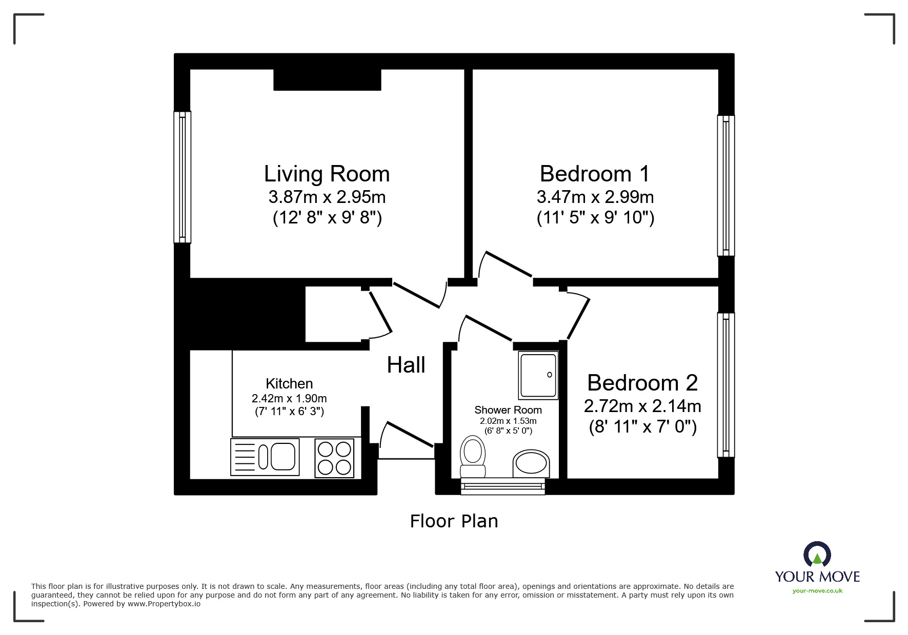 Floorplan of 2 bedroom End Terrace Flat to rent, Holly Hill Road, Erith, DA8
