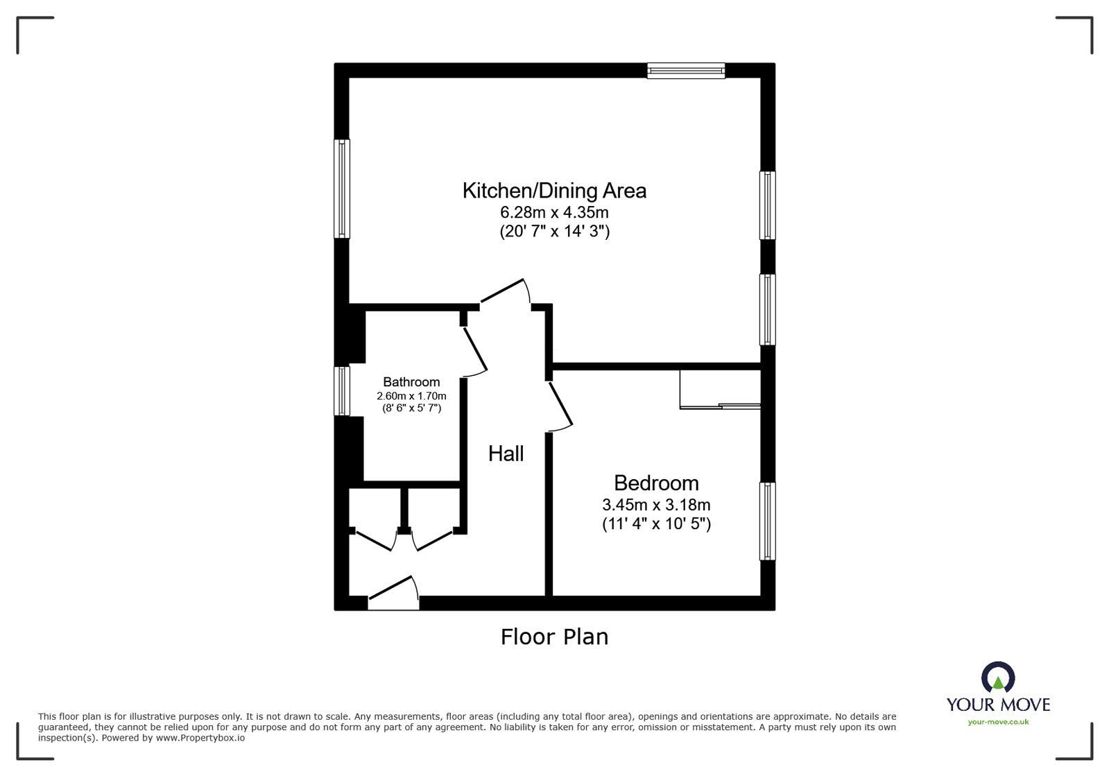 Floorplan of 1 bedroom Flat for sale, Garnet Road, Erith, DA8