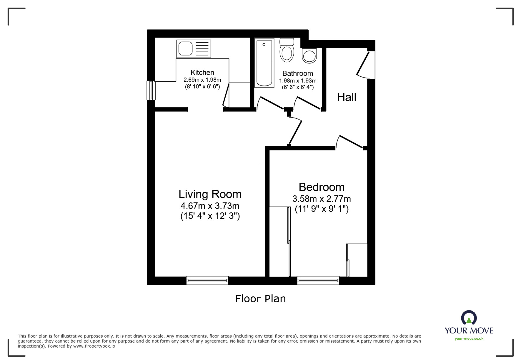 Floorplan of 1 bedroom Flat to rent, West Street, Erith, DA8